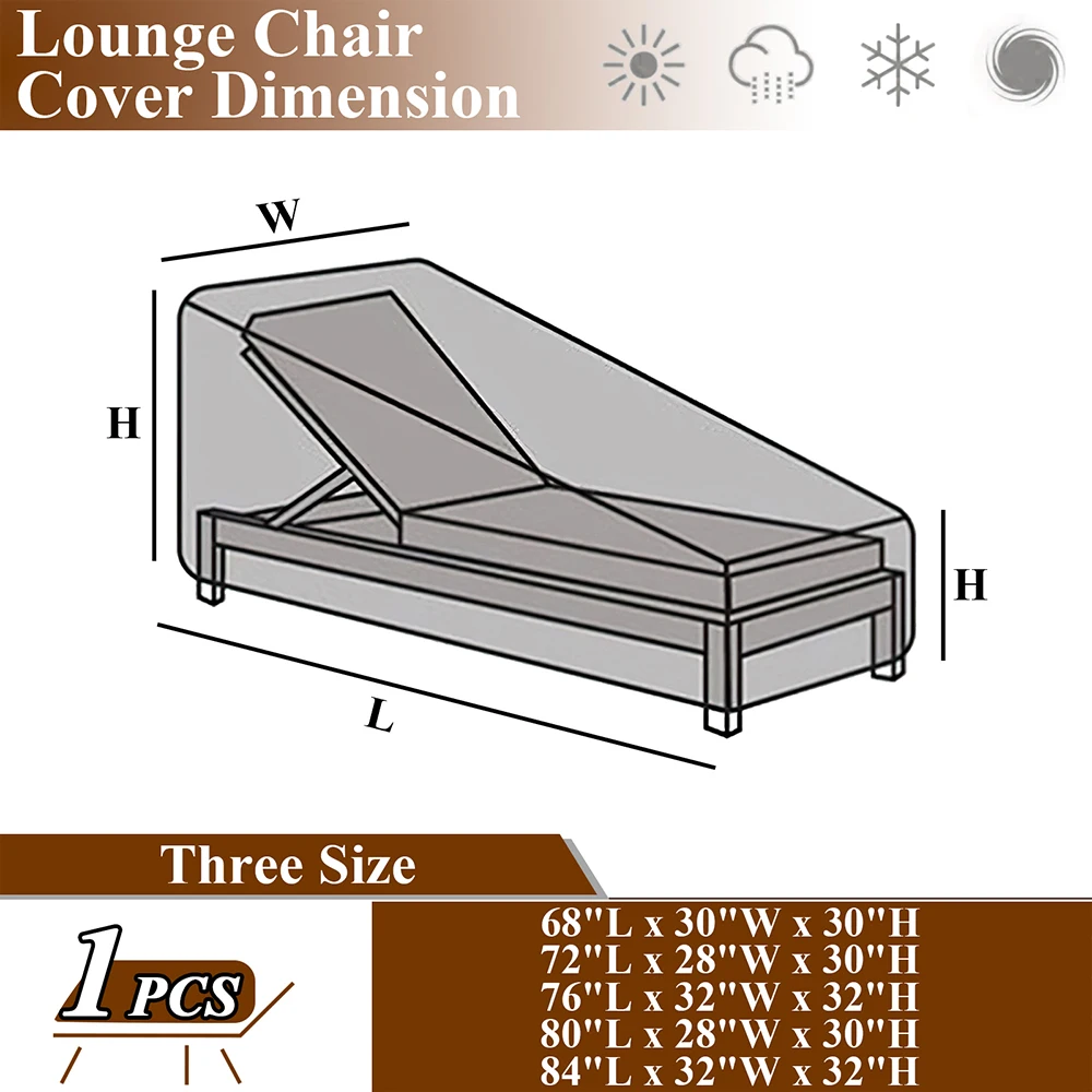420D Outdoor Sun Lounger Cover Lounge Chair Recliner Protective Cover Garden Furniture Waterproof Dustproof Rain Patio