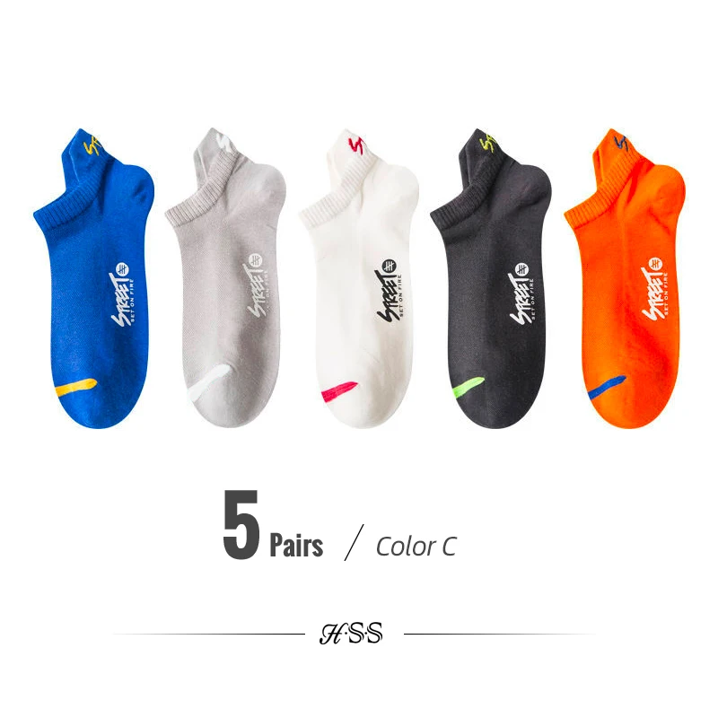 HSS 5 Par/Lot Herr Vår Tunna Andas Ankel Båtstrumpor Man Sommar Kort Sport Deodorantstrumpa För Studenter Pojkar_voghion.com