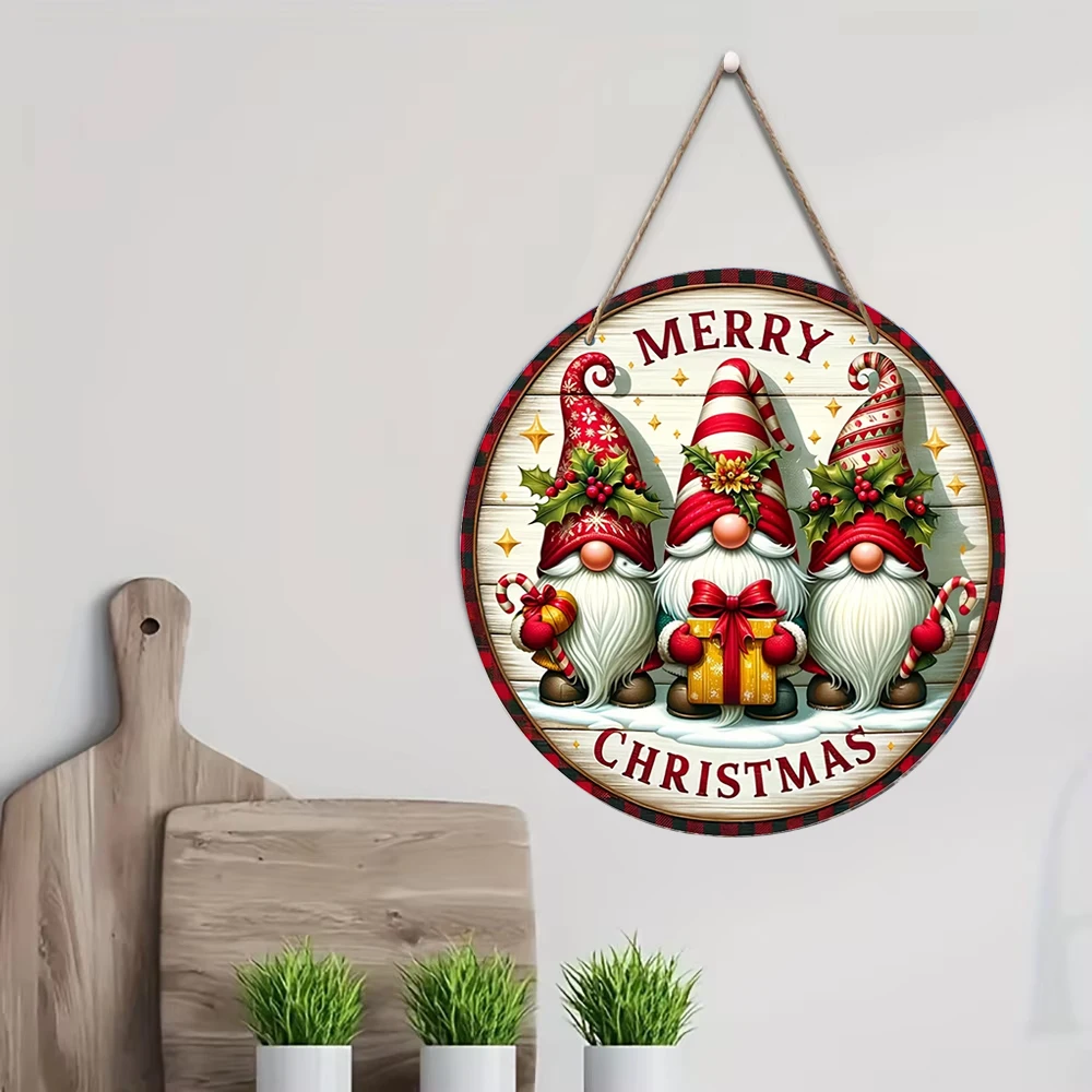 Wooden Door Decor 1pc 2D Wooden Merry Christmas Snowman Welcome Sign 20x20cm Perfect for Farmhouse, Kitchen Garden Balcony Room Door Home Decor