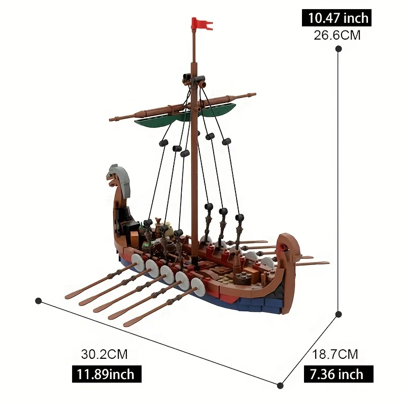Moc mittelalter liches vikinged Schiff 463 pcs Ozean Abenteuer Navigation Boot Bausteine Bildung Kind Ziegel Spielzeug Anzug Erwachsenen Geschenk