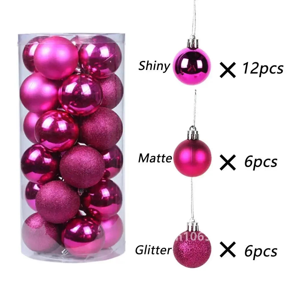 thumbnail image 1 of Bolas de Navidad, 24 piezas, 3/4/6/8 cm, adornos colgantes para árbol de Navidad, bolas de plástico para colgar, decoración para fiestas en el hogar, suministros para Navidad y Año Nuevo, 1 of 5