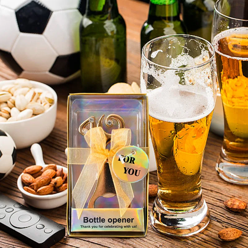 10pcs Golden Birthday Bottle Opener for 18th 30th 40th 50th 60th Birthday Party Wedding Anniversary Decoration Favor Gift Guests