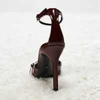 Sexy Ankle Strap Thin High Heels Women Summer Patent Leather Luxury Banquet Wedding Shoe Elegant Pointed Toe High Heeled Sandals - Image 3