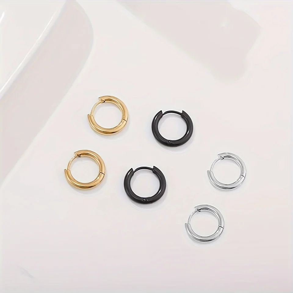 2 Clip-on Orecchini A Cerchio, Orecchini Da Uomo Donna - Foto 4