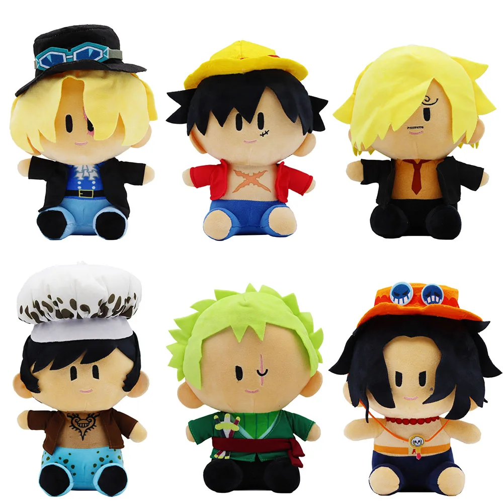 One Piece Luffy Anime Plush Toy Cartoon Character Sabo Sanji Trafalgar Law Zoro Ace Cute Stuffed Doll Kawaii Kids Christmas Gift