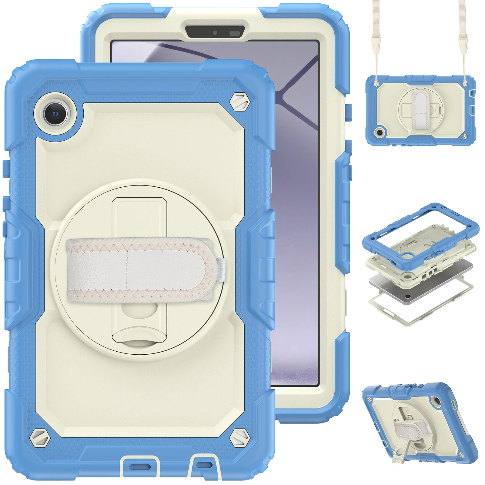 

Hand Strap Case For Samsung Galaxy Tab A9 X110 X115 Plus X210 X216B A8 X200 A7 T500 Lite T220 A 8.0 T290 8.4 T307 Armor Cover