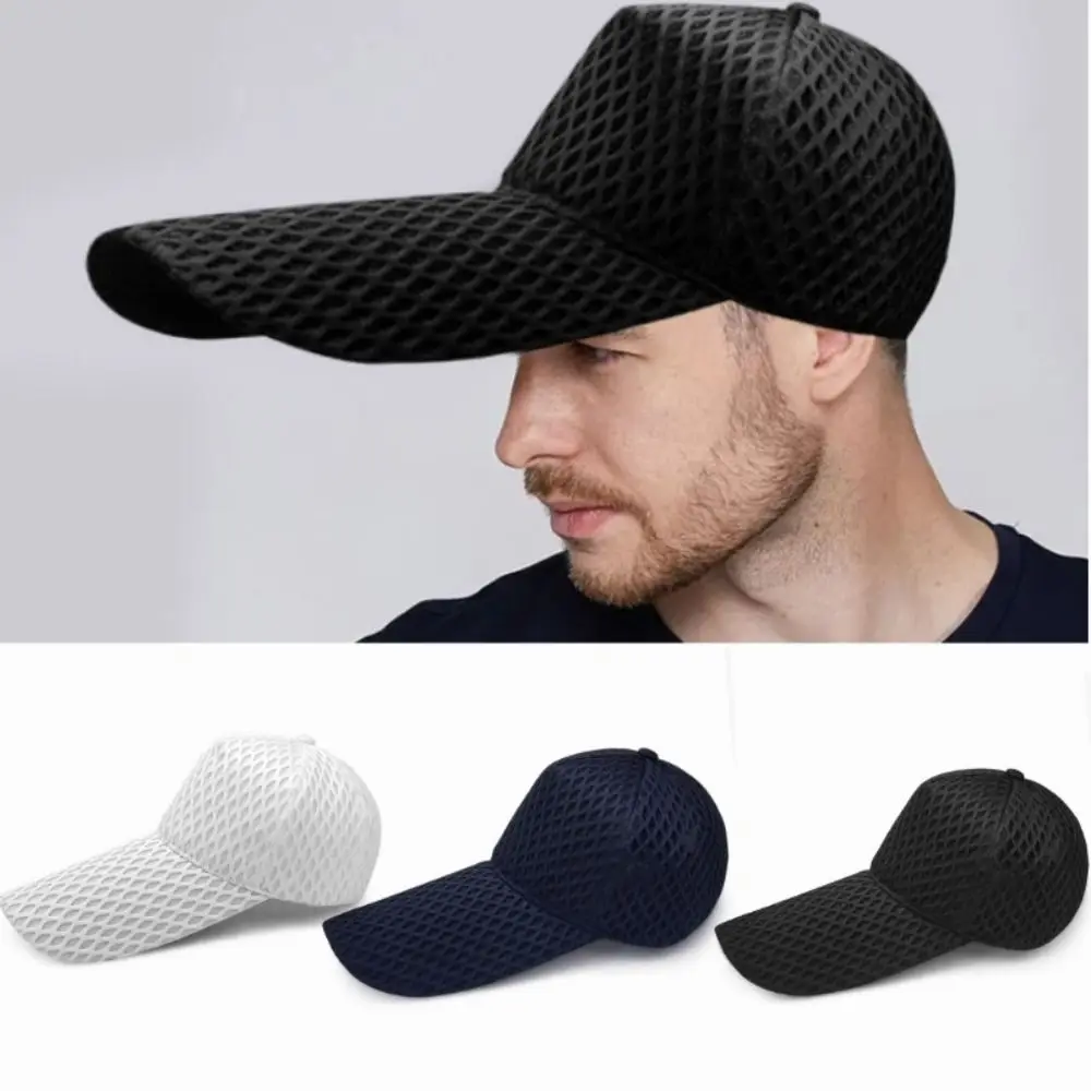 

Large Head Sun Hat New Big Size 14cm Long Brim Oversize Trucker Cap Mesh Sunshade Baseball Caps Men