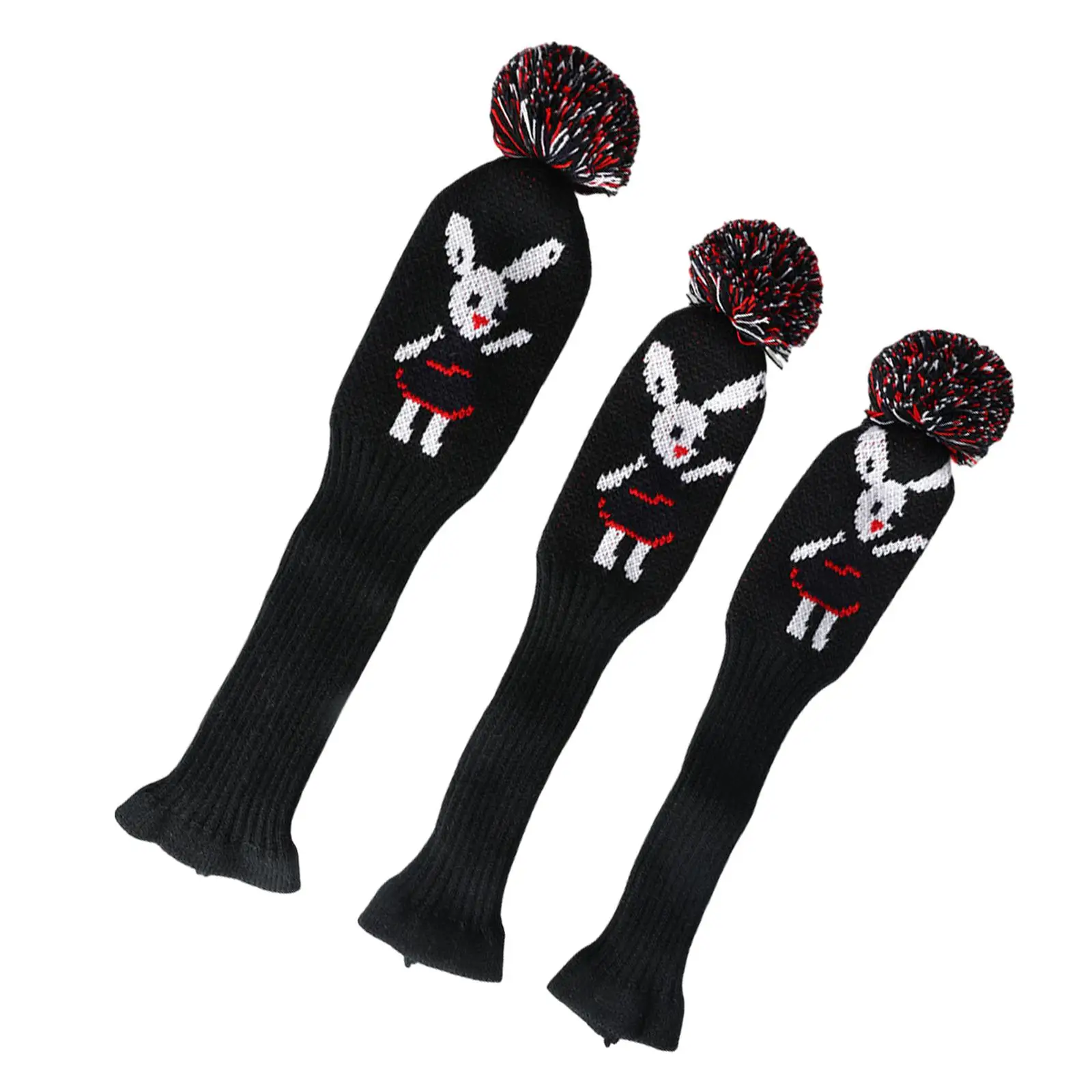 

3x Knitted Golf Club Head Covers Knit Golf Club Covers Long Neck Golf Protector