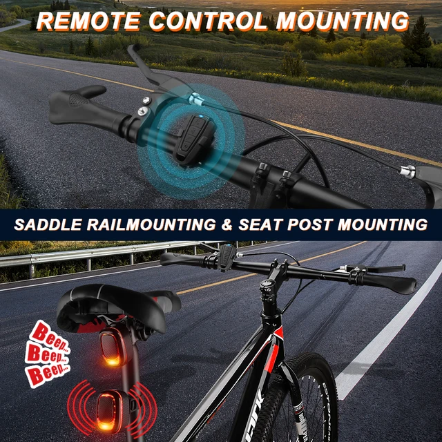 ELECTOP 115dB Bicycle Alarm Tail Lights with Remote Anti-Theft Waterproof Wireless Bike Motorcycle Brake Sensing Rear Lights 4