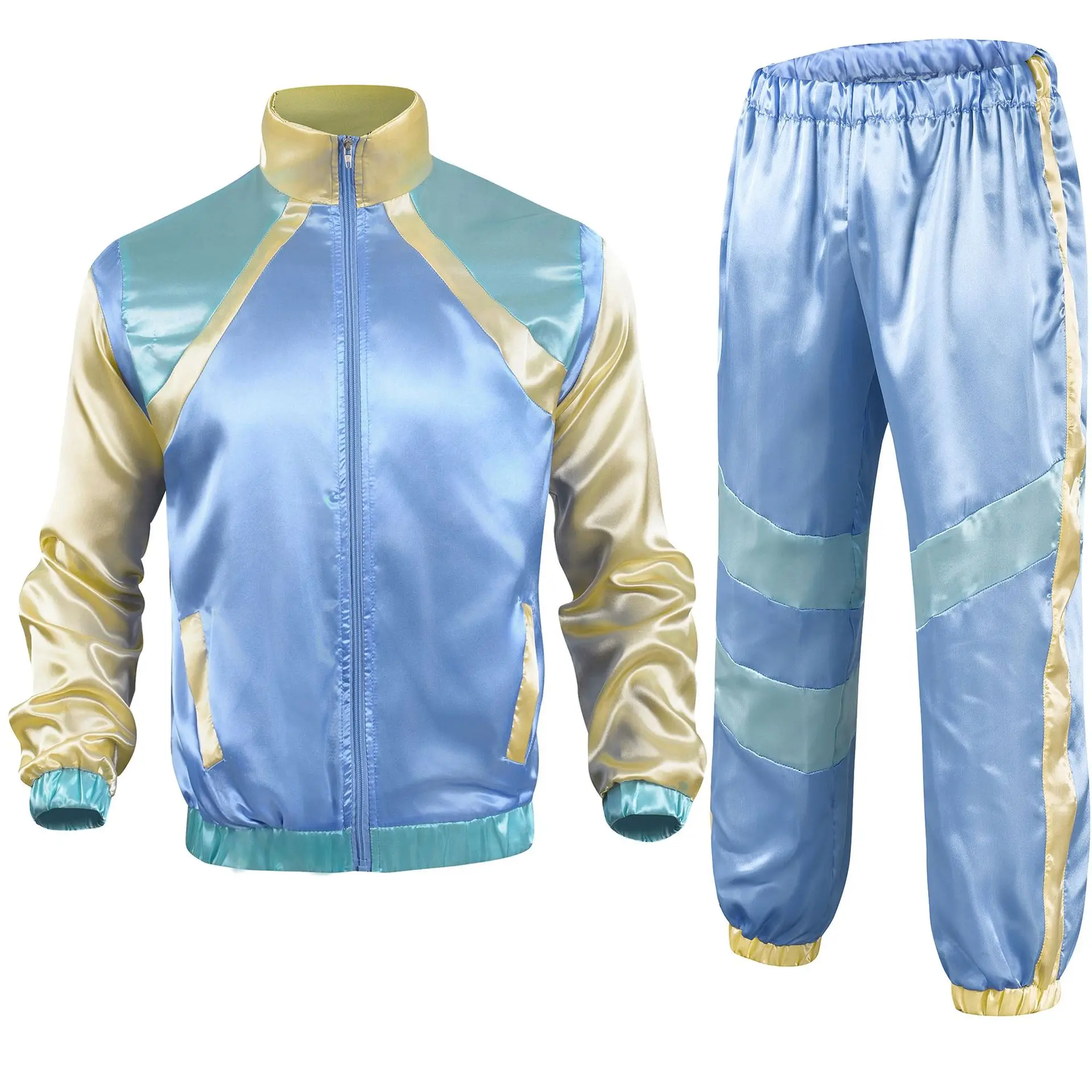 thumbnail image 1 of Traje de fiesta de los años 80 y 90, traje de chándal retro, hip hop de los años 90, disfraces de los años 80 para hombres, cortavientos y pantalones, traje de Halloween, 1 of 5