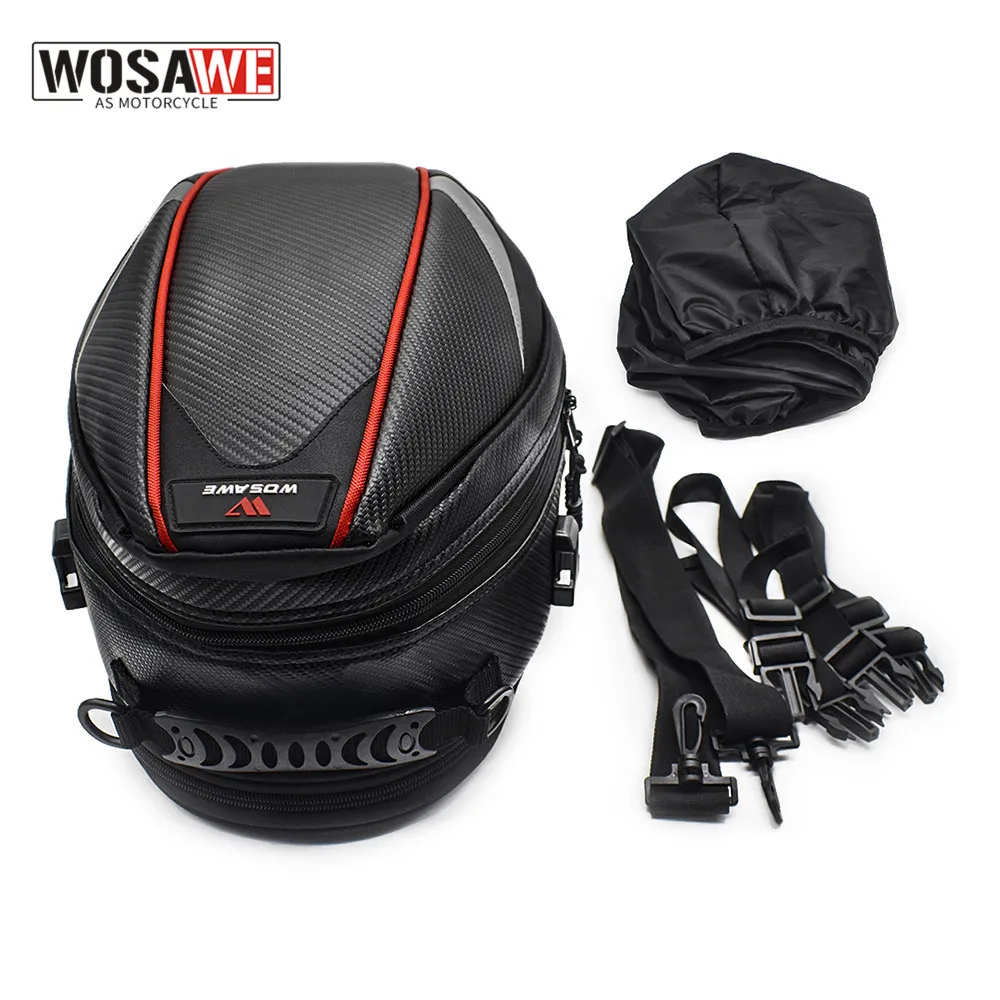 

WOSAWE Waterproof Motorcycle Tail Bag Back Seat Bags Multi-functional High Capacity Mochila Moto Rainproof Cover For Free