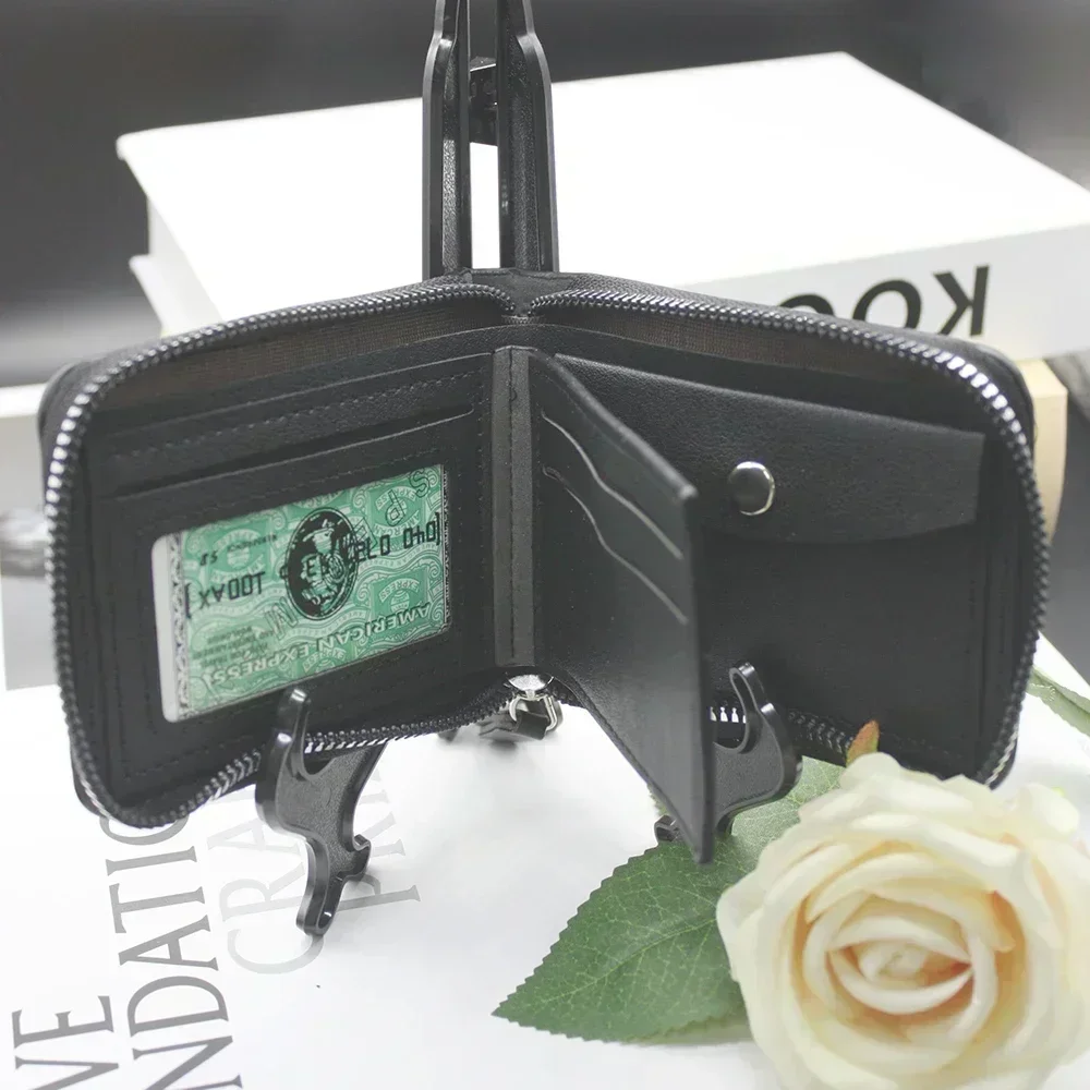 4pcs Set Cardholder Men Wallet Watch Men's Wallets Luxury Brand Designer Bag for Men Include Bracelet Box for Work 6
