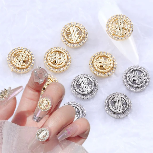 10Pcs Dollar Sign 3D Nail Charms Gold Silver Money Crystal Zircon Nail  Rhinestones Gems Diamonds Alloy Manicure Decorations - AliExpress