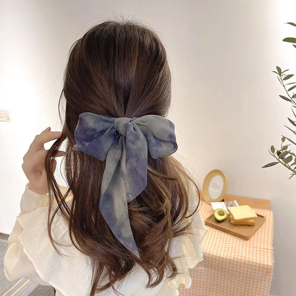 

Long Sweet Bow Streamer Women Ponytail Holder Hair Ropes Hair Ties Tie dye Scrunchies Ribbon Hair Bands