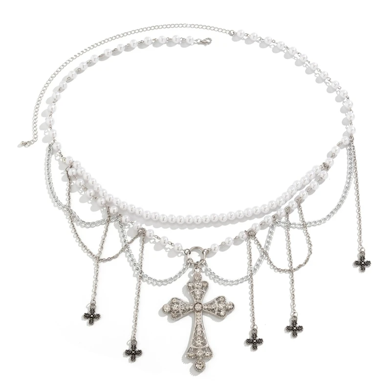 

Tassels Artificial Pearl Waist Chain Lustrous Belly Chain for Female Girls Steampunk Waist Decor Women Accessories