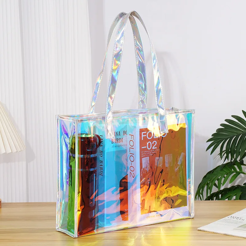 Pvc plástico Shoulder Tote Bag, Padrão personalizado, transparente, impermeável, Mão Carregando Presente, Geléia