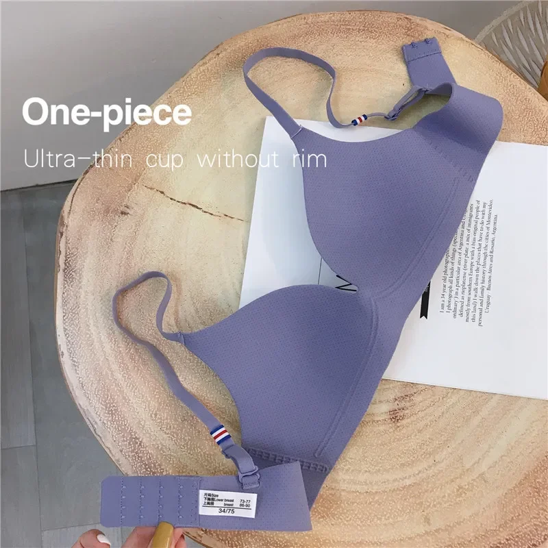 Glossy Gathered Wireless Bra For Small Chest Large Size Support_voghion.com
