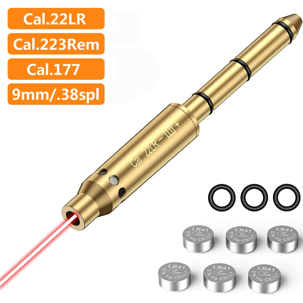 Laser Bore Sight .177Cal .22LR .223Rem 9mm .38spl Barrel Red Laser Boresighter Revolver Pistol Rifle Air Guns