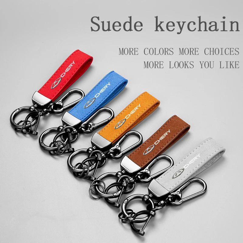 

For Chery Tiggo 7 Pro 8 Pro Exeed Tiggo 2 3x Arrizo 5 Suede Car Keychain Ring Vintage Leather Universal Keyring Car Accessories
