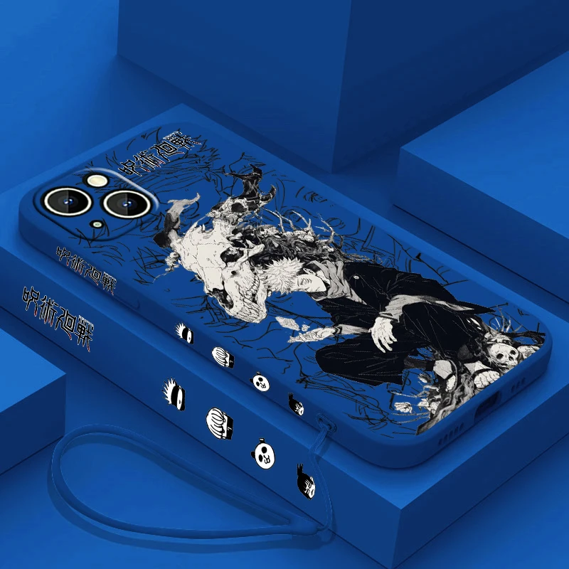 thumbnail image 1 of Funda de teléfono Jujutsu Kaisen para Apple iPhone, 15, 14, 13, 12, 11 Pro Max, Plus, 8, 7, SE, funda líquida con Capa de cuerda izquierda, 1 of 5