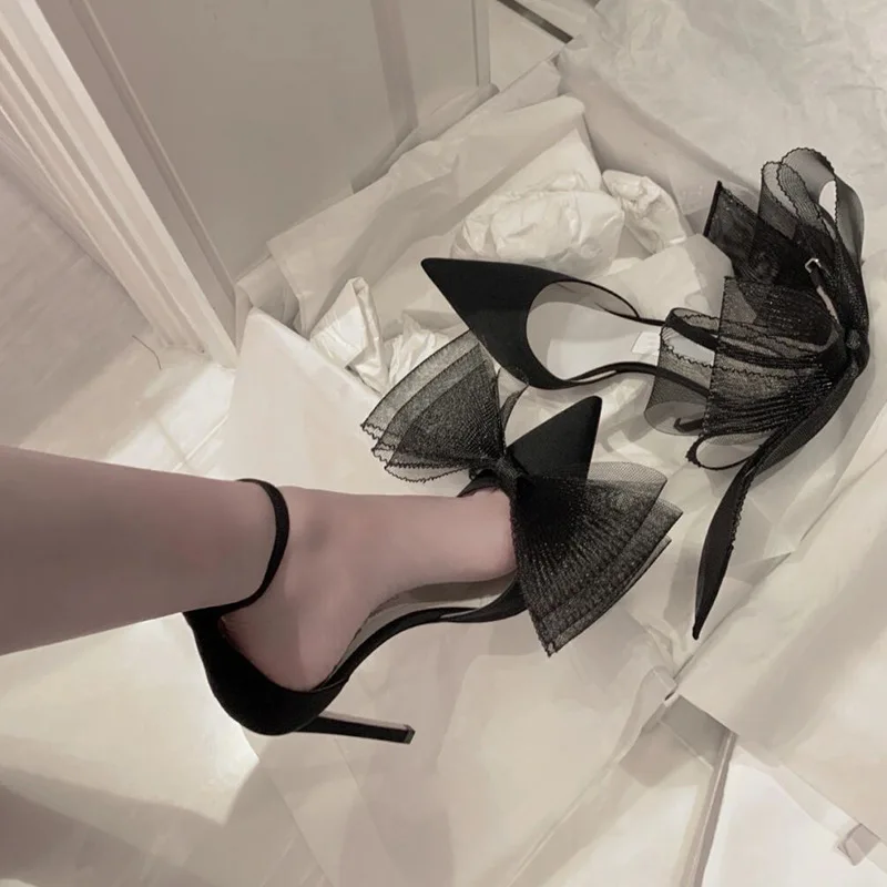 

Bowknot Women Heels Shoes Fashion Silk Shoes for Women Party Leather Sandals Pointed Shoes Sandals Women 2022 High Heels Shoes