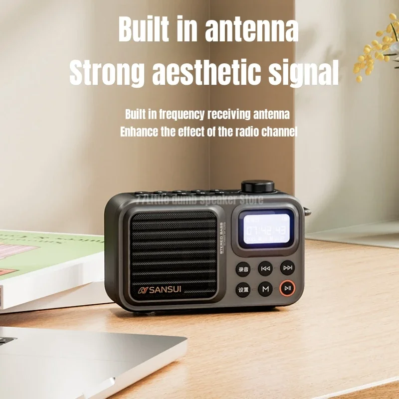 Mini Portable FM Radio Outdoor Heavy Bass Bluetooth Speaker Recorder with LED Display Wireless Handsfree TF USB MP3 Music Player