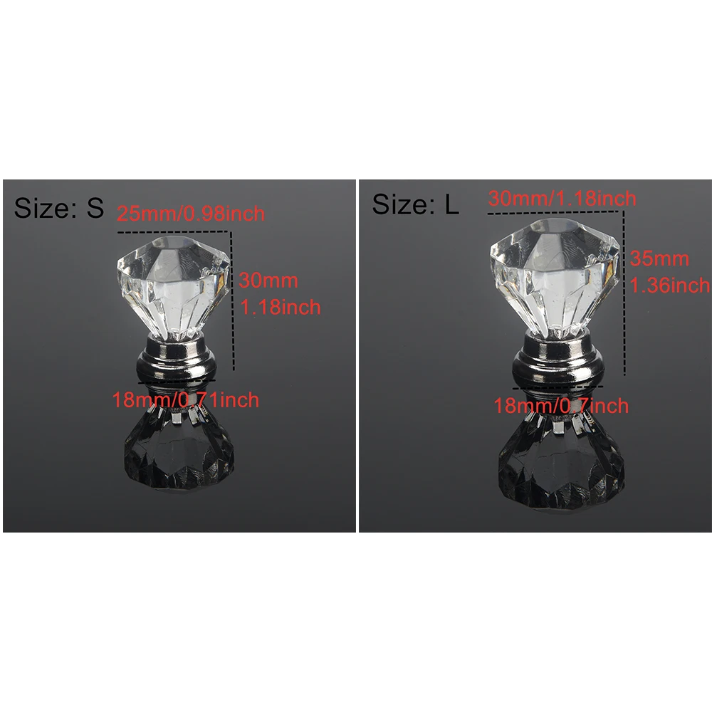 12 stücke Klar Acryl 30mm Diamant Form Knob Schrank Schublade Ziehen Griff Knöpfe Marke Neue Knöpfe und Kandles für möbel Schubladen