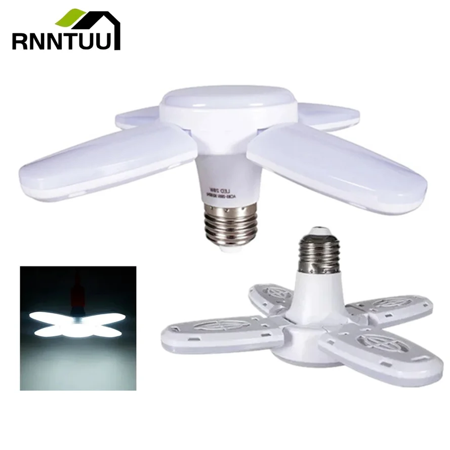Comprar Bombilla LED E27, lámpara de sincronización con aspas de ventilador,  AC85-265V, 28W, lámpara de bombilla Led plegable para luz de techo del  hogar