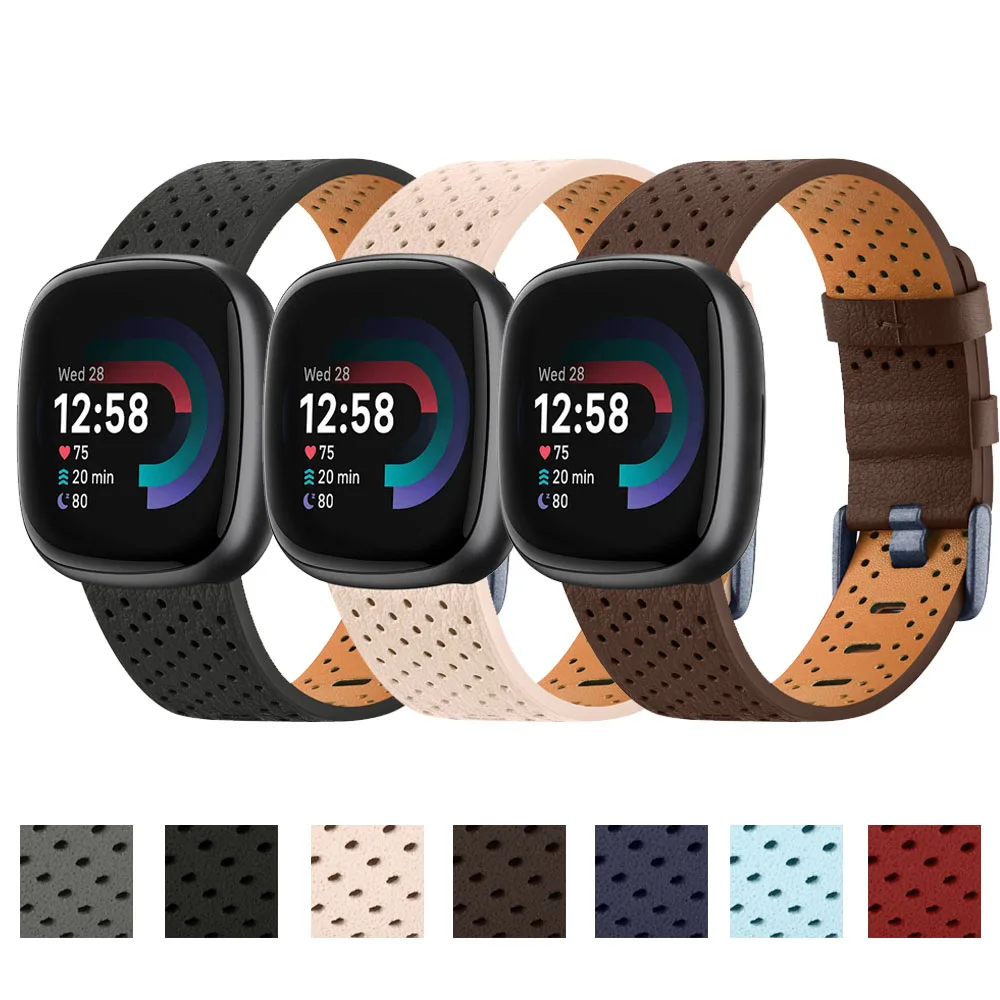 Bracelet en Cuir pour Fitbit Versa 3/Versa 4, Bracelet de Montre pour Fitbit Versa 3/Versa 4/fouet/fouet 2, 100%