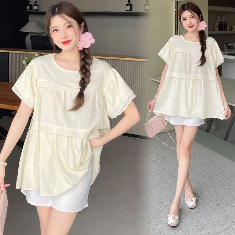 P68042# Maternity Trousers Korean Fashion Loose Womens Tops Sweet Style Pregnant Pants