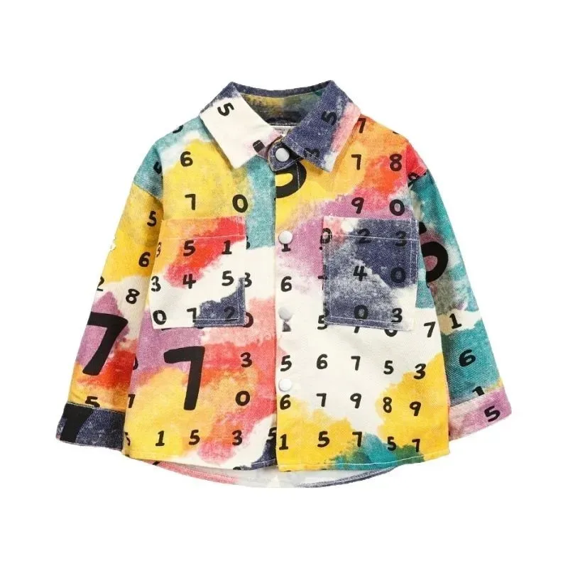 Boys Floral Shirt Autumn Outerwear Long Sleeve Trendy Top for Little Boys Spring Autumn Fashionable Children's Clothing
