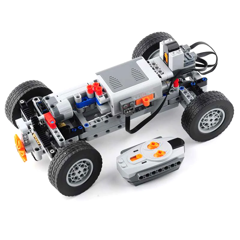 Drive Motor Motor Power Blocks Infrared Receiver Remote Control Four-wheel Drive Remote Control Car 4WD RC Car Kit 3 86652 Wheel Compatible with LEGOed Toy Robots