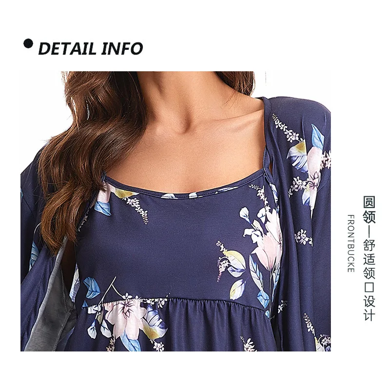Frauen Pyjamas Baumwolle Weste + Langarm Top + Hose Drei Stück Set Für Hause Kleidung Pijama Feminino Neue nachtwäsche Zum Schlafen – Detail 23