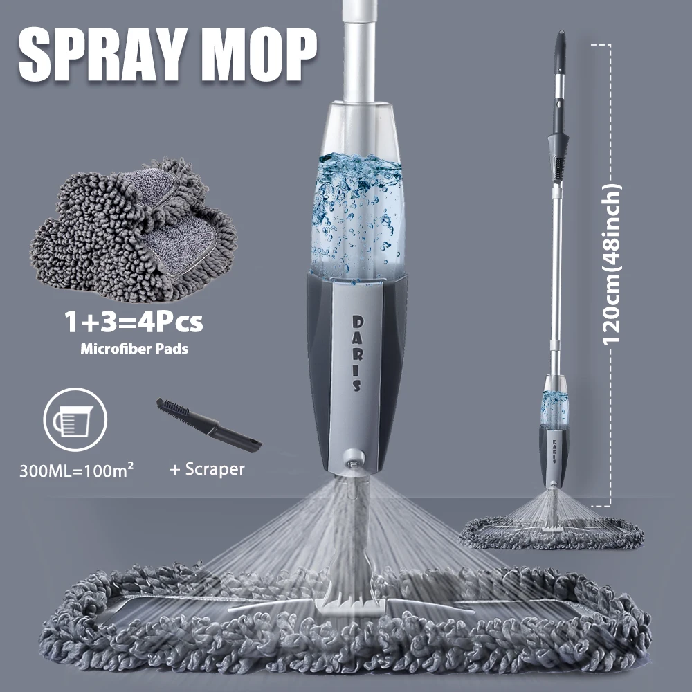 Швабра с распылителем Magic Spray, швабра с многоразовыми насадками из микрофибры, ручка 360 градусов, Швабра для окон дома, кухни, щетка, инструменты для уборки