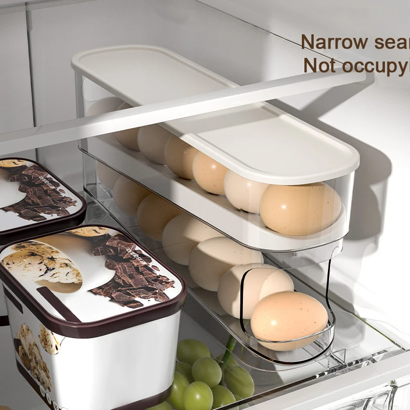 Eggs Dispenser Auto Rolling Egg Holder For Fridge Space-saving Auto Rolling Large Capacity Organizer Storage 10 &deg;