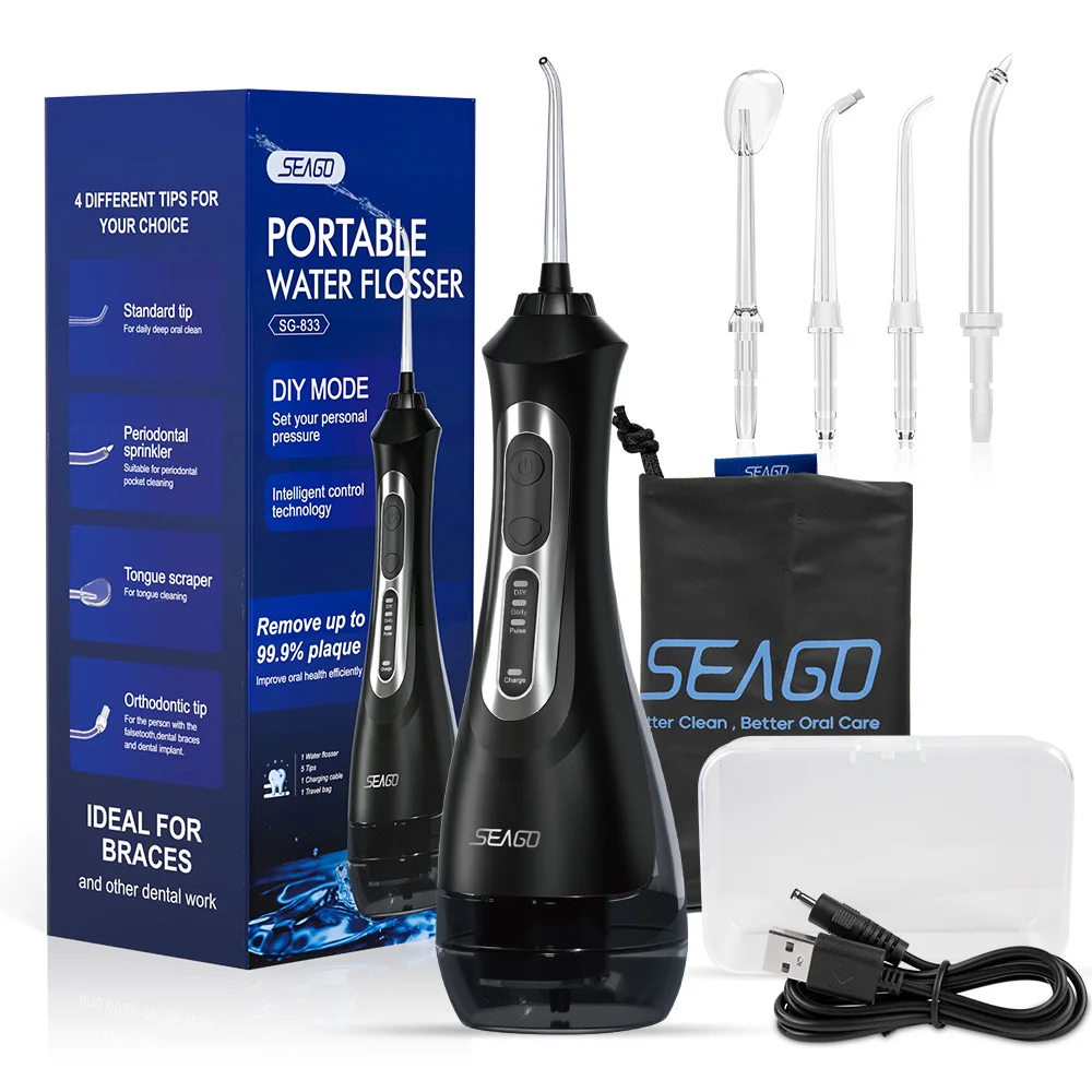 

SEAGO ирригатор для полости рта портативный водный Flosser USB Перезаряжаемый водный струйный IPX7 стоматологический 200 мл резервуар для воды