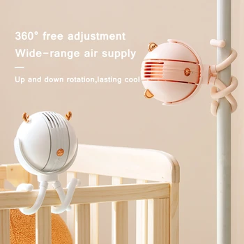 Cute Cartoon Safe Bladeless Fan USB Rechargeable Mini Portable Stroller Fan Handhled Air Conditioning For Home Room Electric Fan tanie i dobre opinie Himist No Timing CN(Origin) Battery Cooling Only Air Cooling Fan No Suspender Up Down Head Shaking 10㎡ Other Without Vane