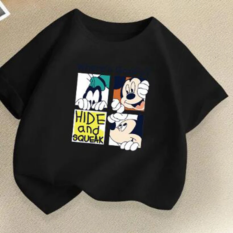 Boy Summer Clothes Short Sleeve Tshirts Girl Tee Cartoon Mickey Mouse Donald Duck Cotton Children Kid Toddler Outfit Pajama Tops