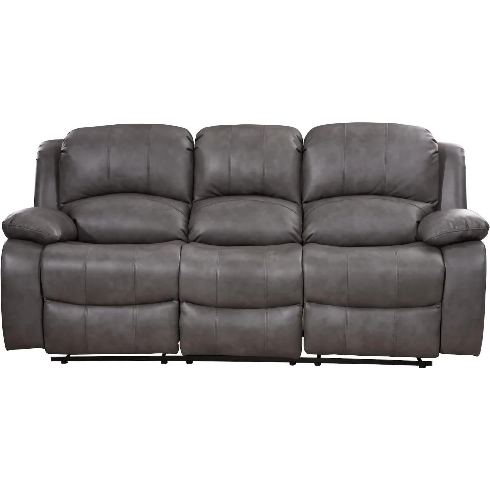 Betsy Furniture 2-Piece Faux Leather Reclining Sofa and Loveseat Set for Living Room in Gray