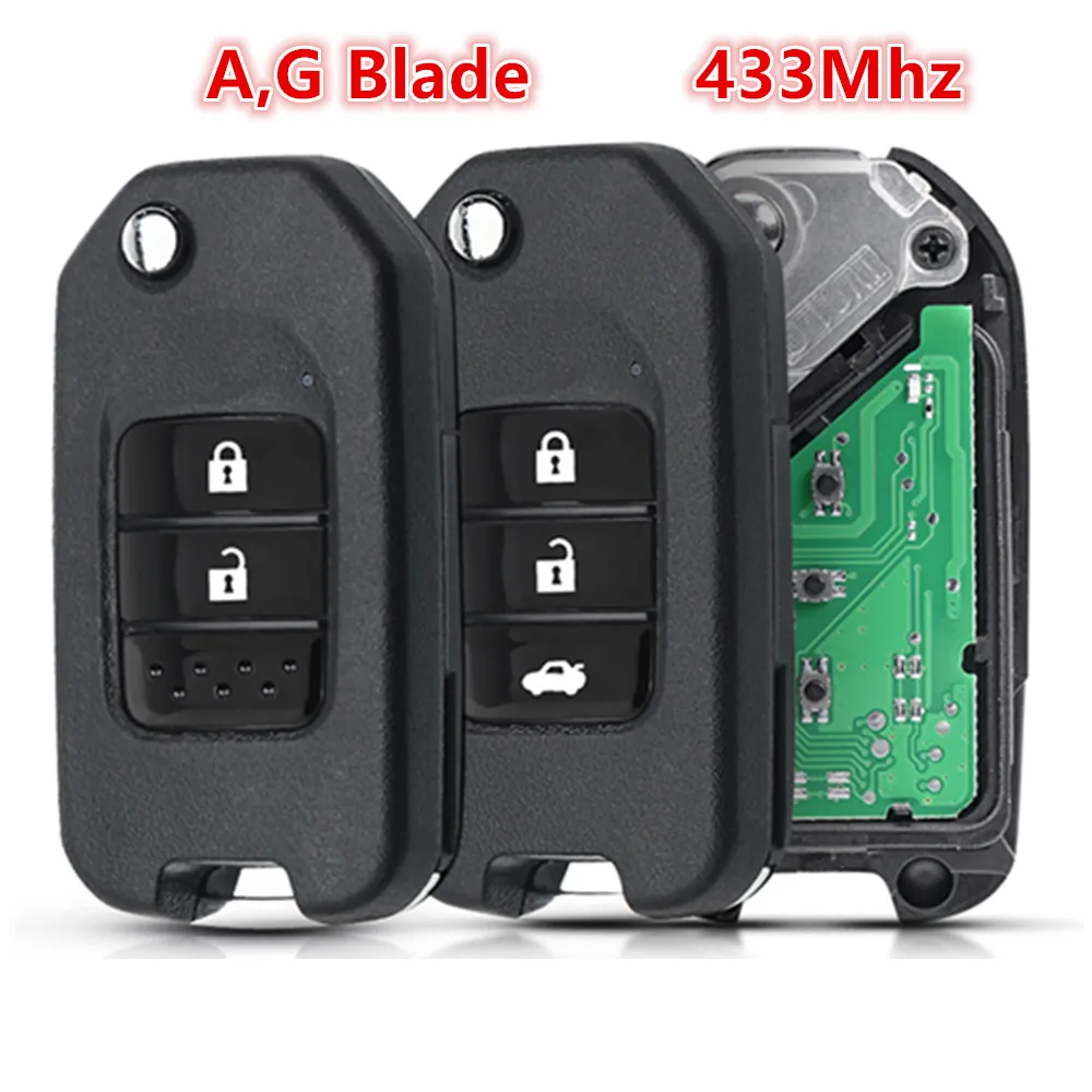 

Remote Control Key For Honda Accord Civic City CRV Jazz XR-V Vezel HR-V FRV ID47 Chip 433Mhz Replace Flip Key