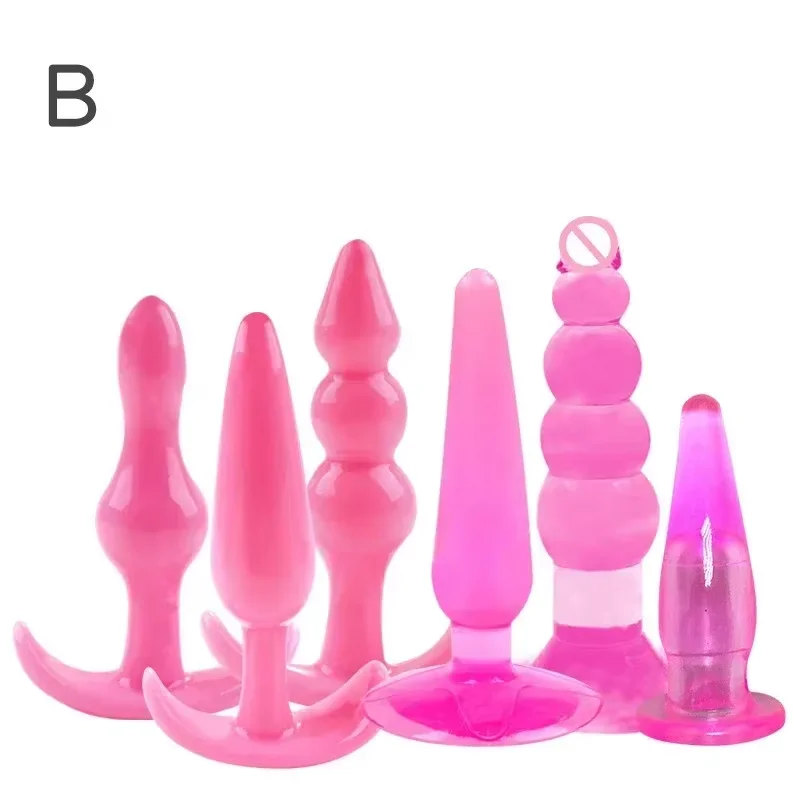 Anal Plug 6pcs Funny Butt Plug Backcourt Waterproof Silicone Comrades Adult Products Combination Set Massager Stick Training Kit