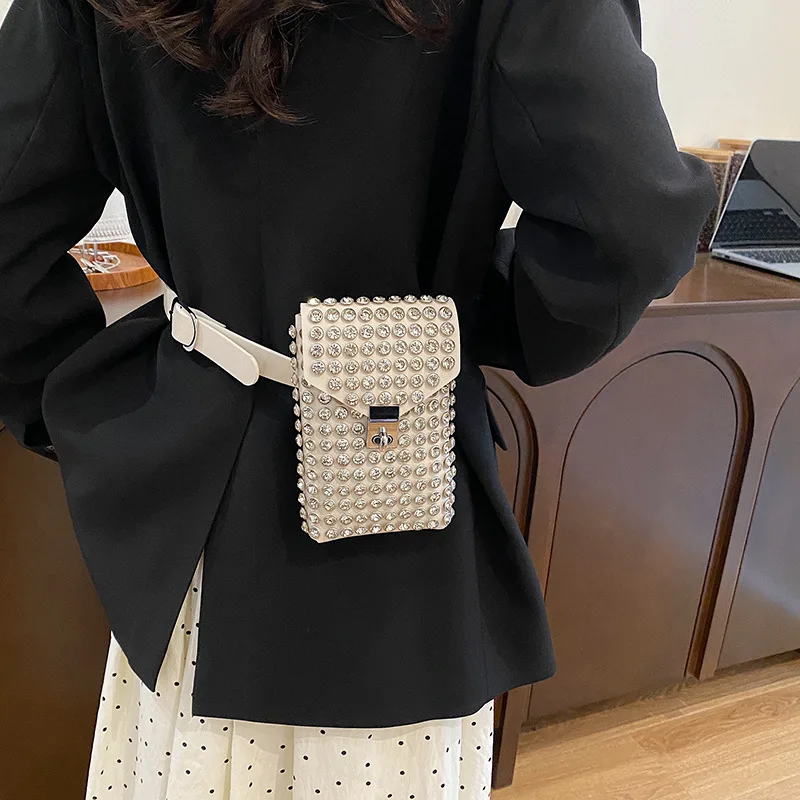 Mini Phone Bags for Women 2024 Trend Retro Diamond Crossbody Bag Fashionable Waist Pack Luxury High Quality Shoulder Bag Woman