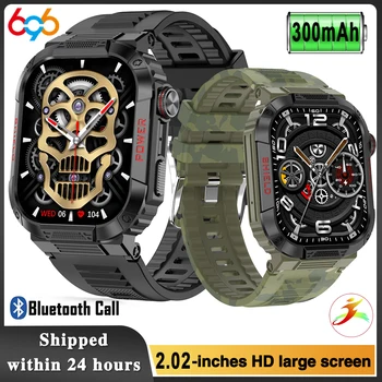 Smartwatch da esterno per uomo 2.02" con chiamata Bluetooth, orologio intelligente IP68 impermeabile, fitness, assistente vocale, monitoraggio della frequenza cardiaca e del sonno