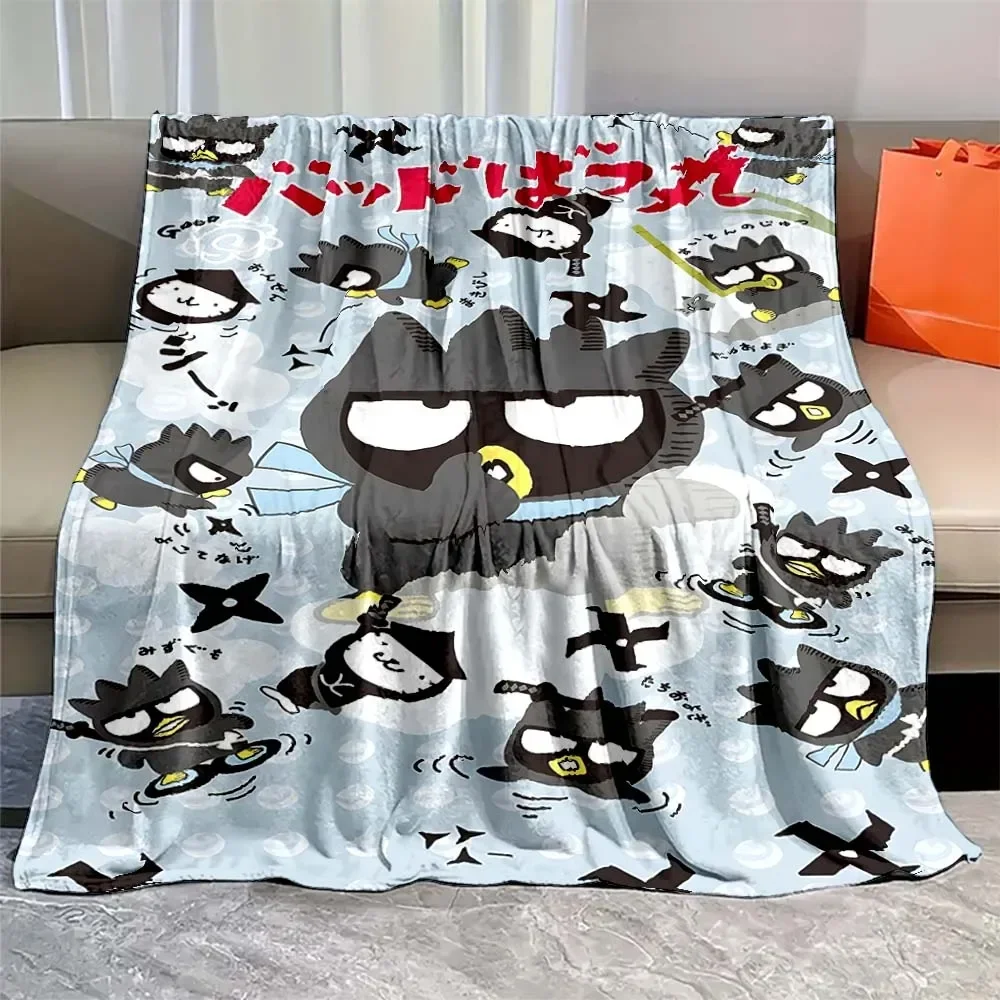 thumbnail image 1 of Manta de franela negra Sanrio Bad Badtz Maru Keroppi de 6 tamaños, manta para sofá, manta para el almuerzo, periféricos de anime, regalo, 1 of 5