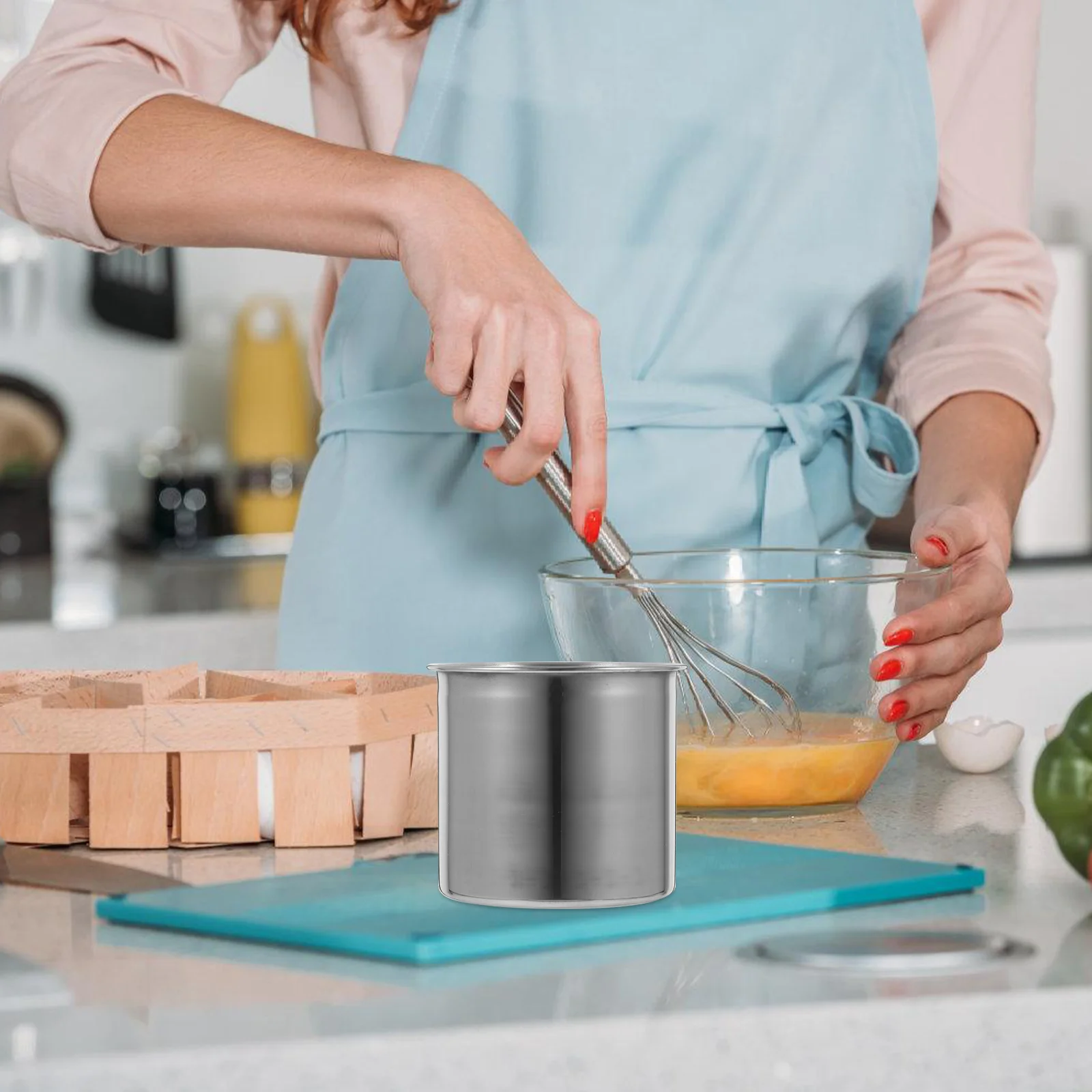 

Commercial Use Container Kitchen Table Centerpieces Stainless Steel Measuring Cup Corn Cream Black Tray
