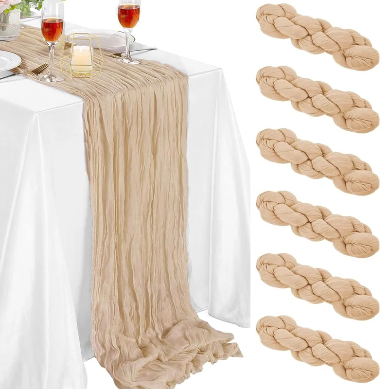 90x400cm Semi-Sheer Gauze Table Runner Table Dining Vintage Wedding Bridal Christmas Banquets Party Arches Cake decoration