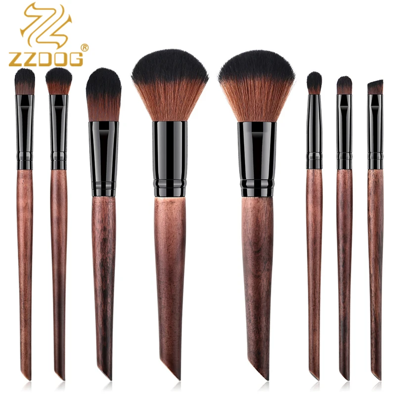 ZZDOG 7/8Pcs High Quality Makeup Brushes Set Professional Mahogany Handle Powder Foundation Eye Shadow Concealer Cosmetics Tools