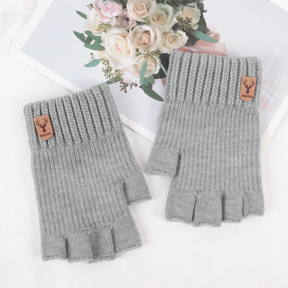 

1Pair Half Knitted Finger Fingerless Gloves for Women and Men Wool Knit Wrist Cotton Winter Warm Workout Fish Gloves