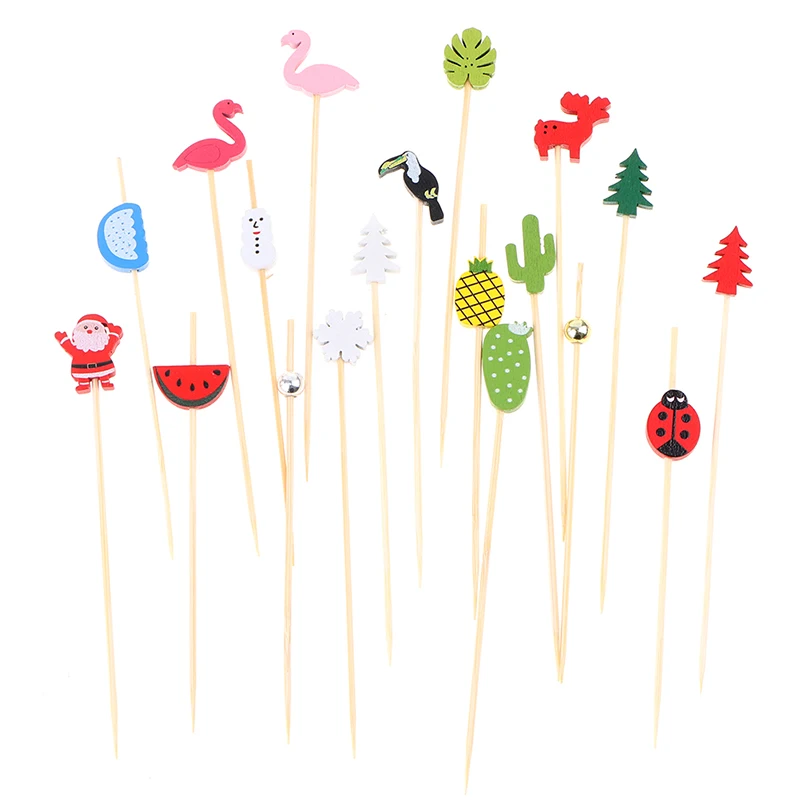 Bamboo Pick Buffet Cupcake Fruit Fork Party Dessert Salad Stick 100pcs12cm bamboo skewer food toothpick
