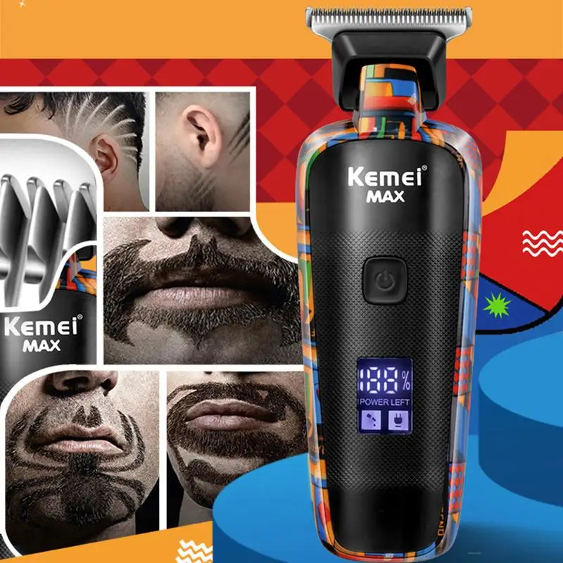 Kemei Personalized Graffiti Electric Hair Clipper Multifunctional Household Men's USB Rechargeable Shaver |